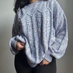 Cozy Blue Cable Knit Sweater